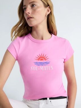 FREE ASSEMBLY NWT Cap Sleeve Tee, Pink, Size Large